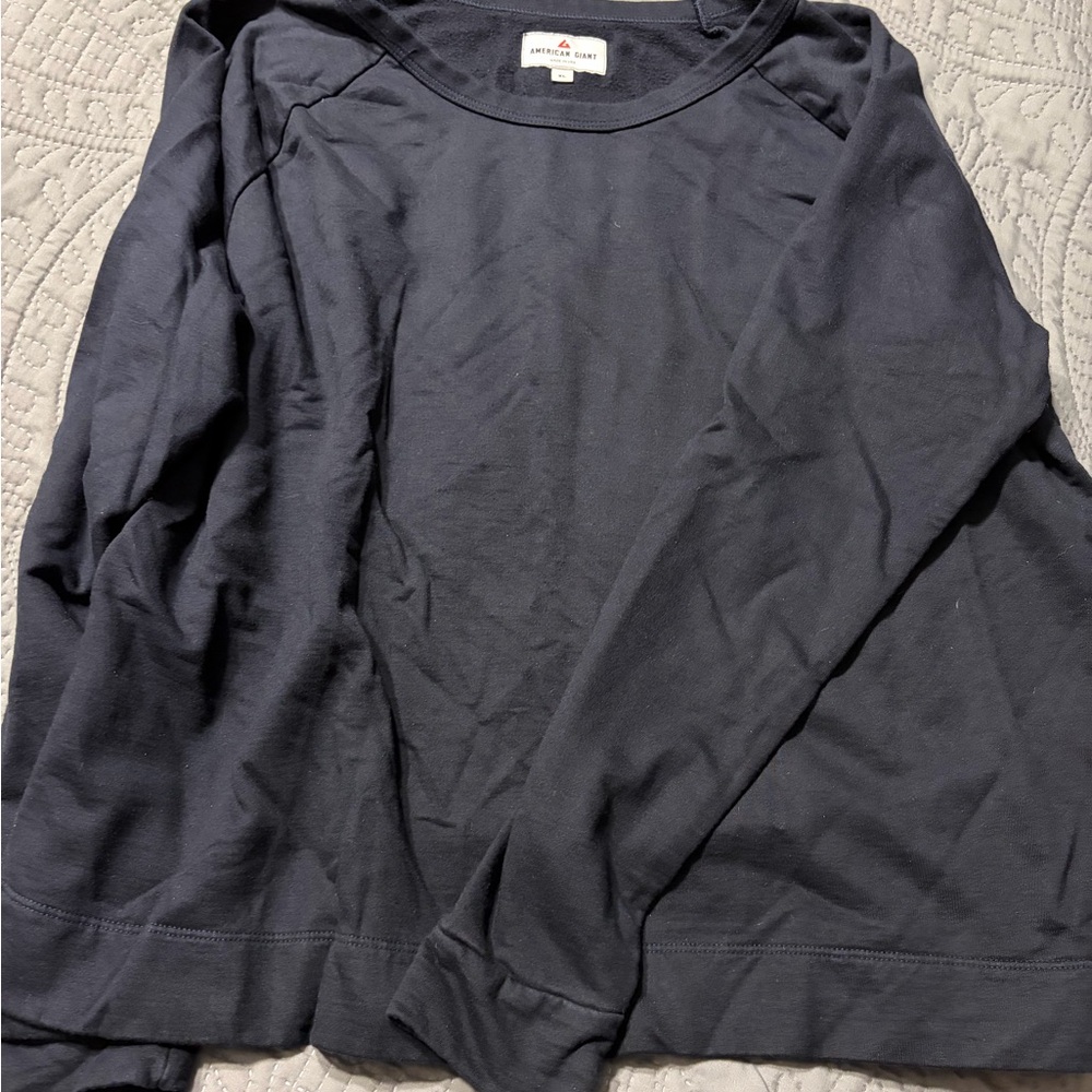 American Giant Women's Long-Sleeve Crewneck Sweatshirt in Black